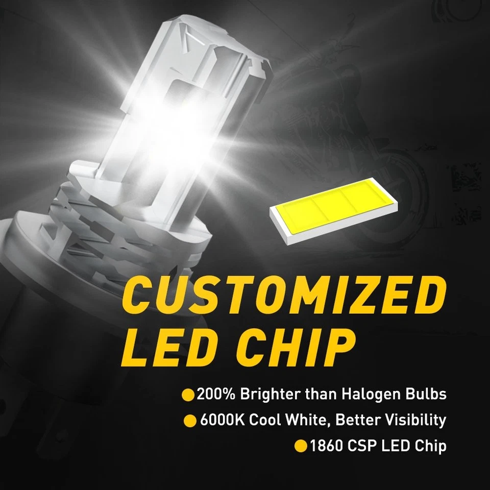 AUXITO H4 9003 Bulbs LED Hi/Lo Beam White Motorcycle Headlight High Power M4 - Image 2 of 4
