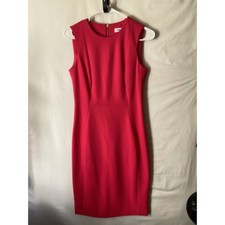 1131 Calvin Klein Sleeveless Sheath Dress Jewel Neck Knee Length Pink Size 4