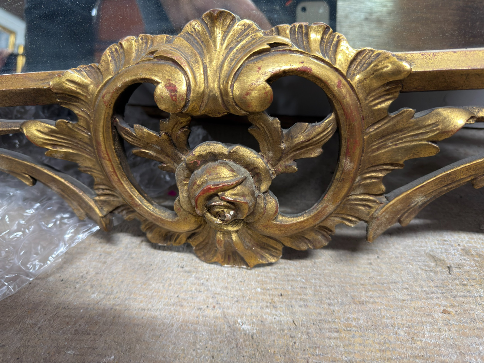 Antique Rococo revival gilt carved wood mirror louis french large ornate hall