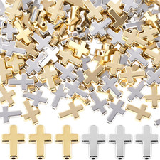 60 Pcs Cross Charms for Jewelry Making, Religious Cross Beads for Bracelets, Cro