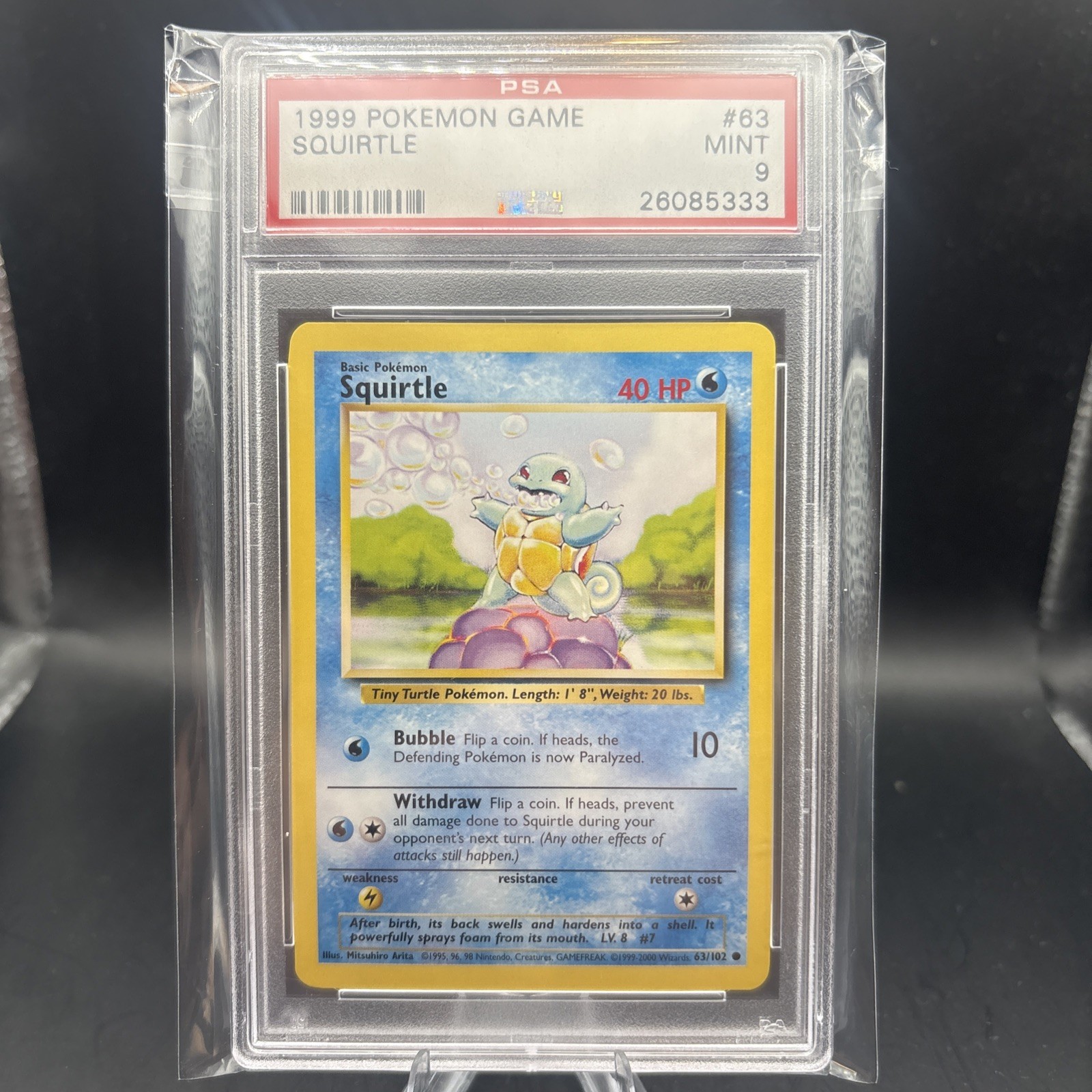Squirtle 63/102 PSA 9 - Base Set 1999 - Pokémon Game 1999