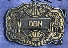 1970s Vtg Oden Inc. Custom Name Belt Buckle, Brass Plated, Named For "Don", USA