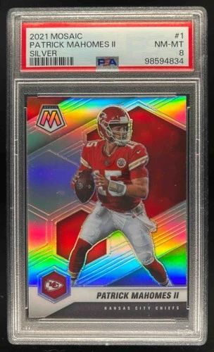 2021 Mosaic Patrick Mahomes II Prizm Silver #1 Chiefs PSA 8