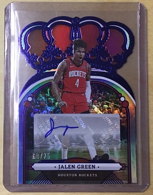 2022-23 Panini Crown Royale Jalen Green Blue /75 Auto ROCKETS #CA-JGR SP Die Cut