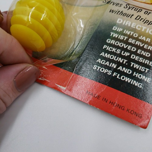 Vintage HONEY SERVER Yellow Plastic Syrup Dipper Utensil Old New Stock Hong Kong - Picture 7 of 11