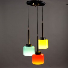 Lampada Vintage Vetri Colorati Alluminio Ottone Italia Anni 60 Originale