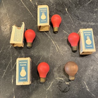 Vintage Set Of 4 MAZDA National Red Bulbs W Original Boxes They Light Up