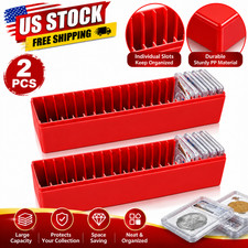 2PCS Red Coin Slab Storage Box Case for PCGS NGC Graded Coin Holders