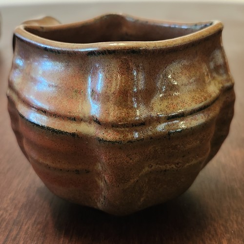 Handmade Studio Art Pottery Set of 3 Ceramic Mugs Brown Square Rim Each Unique - Picture 12 of 15