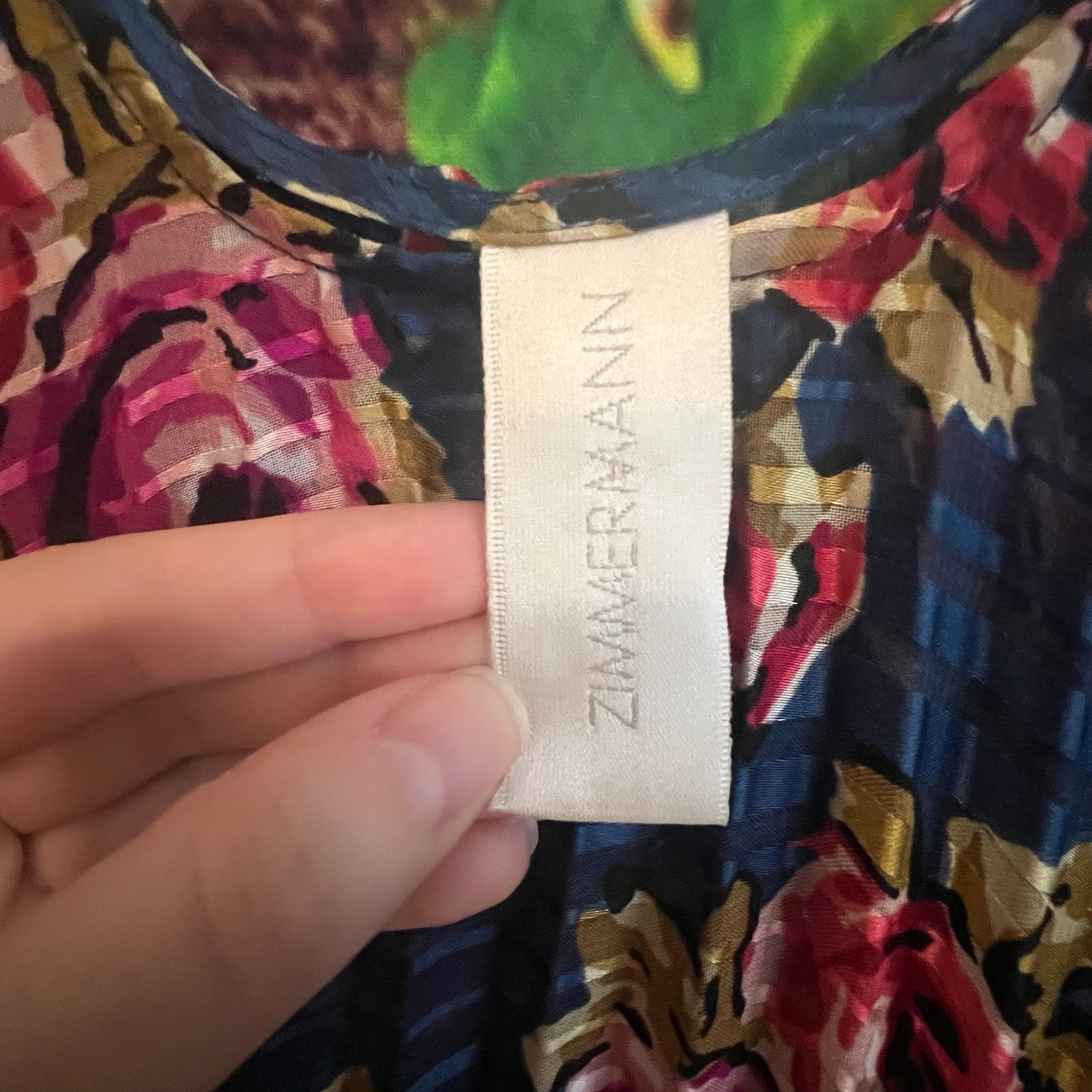 Zimmermann Floral Pleated Tent Dress Womens Large XL Sleeveless Maxi Accordion