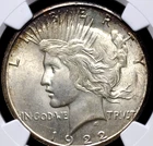 1922 S PEACE DOLLAR NGC MS 63 PUFFY WHITE WITH A BIT OF FOGGY PEWTER AND SOME