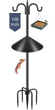 108 Inch Double Hook Bird Feeder Pole with 19 Inch Squirrel Baffle