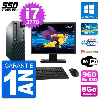 PC LENOVO M82 SFF Bildschirm 22 '' Intel Core i7-3770 RAM 8Go SSD 960Go Windows