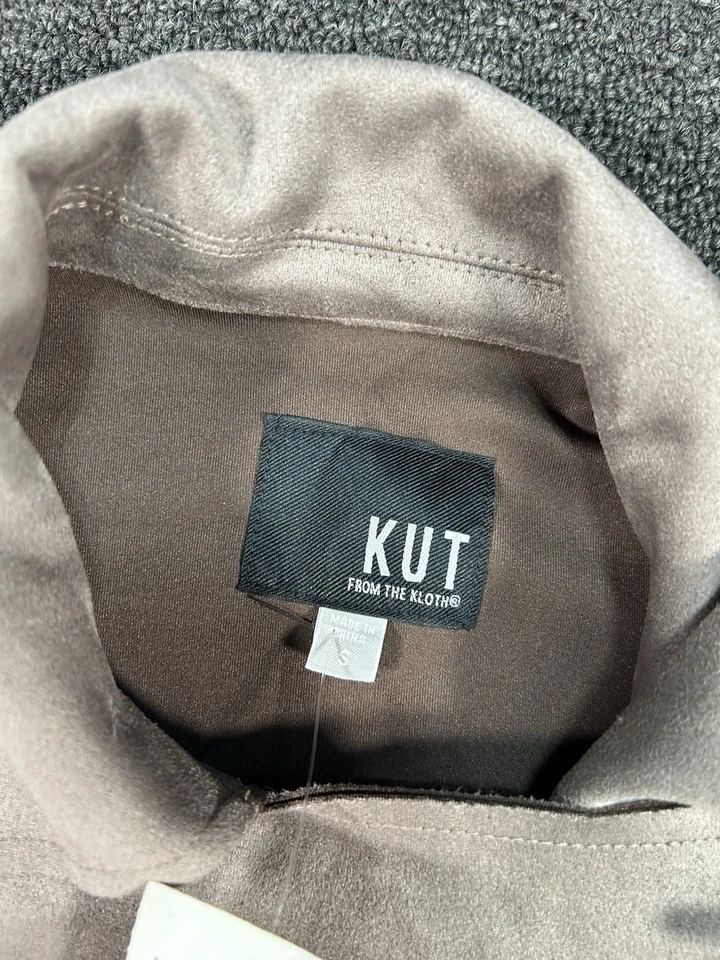 New Kut From The Kloth Jacket Women’s Small Brown Faux Suede Moto Zip Up $129 - Image 3 of 4