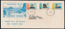 1968 NORFOLK ISLAND SHIPS PART III (15c,20 &25c) FDC LONG COVER