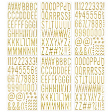 6 Sheets Gold Puffy Letter and Number Stickers 1 inch Gold 3D Alphabet Letter St
