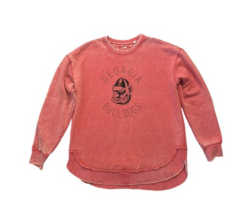 Georgia Bulldogs Women’s Large Acid Wash Raw Hem Sweatshirt Distressed