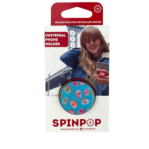 SpinPop Universal Cell Phone Holder Blue Donuts Pop Grip Organizer Stand New - 第 1/6 張圖片