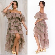 Show Me Your MuMu Watermelon Floral Organza Brandy Maxi Dress Size XS