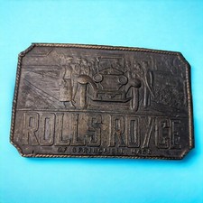 PI01101 VINTAGE 1970s **ROLLS ROYCE** AUTO CAR COMPANY BRASSTONE BELT BUCKLE