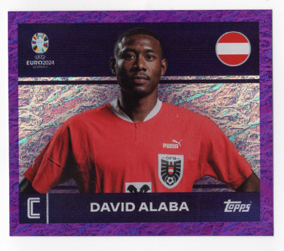 その他 Topps CAMAVINGA / DAVID ALABA Dual Auto Topps EURO 2024 Purple Parallel Sticker AUT 2 David Alaba (Austria