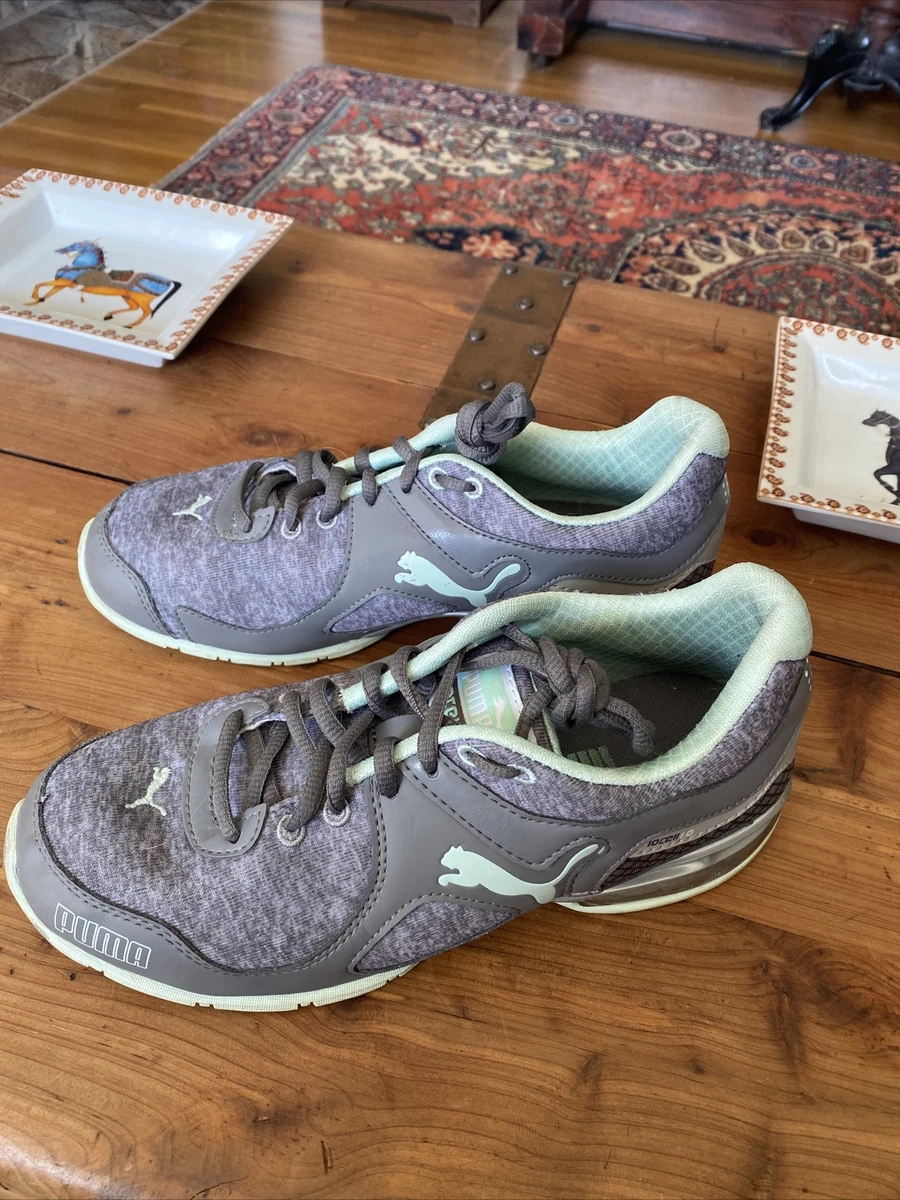 PUMA LADIES 8 PUMA 10CELL 1.0 GRAY MINT GREEN TENNIS ATHLETIC