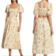 NWT Faithfull the Brand M Palermo Floral Print Loucetta Midi Dress