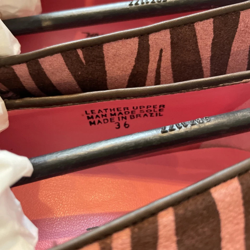 Hanna Andersson Pink Brown Zebra Striped Ballet Flat Mary Janes sz 36/3.5-4, New - Image 3 of 4