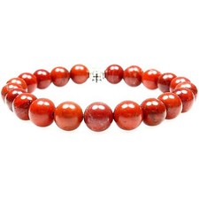 Jasper Red 8mm Round Crystal Bead Bracelet with Description Card