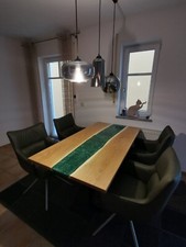  Epoxidharz Tisch in Eiche massiv, Rivertable, Esstisch