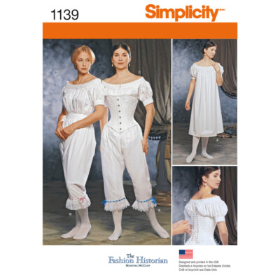 SIMPLICITY 1139 BÜRGERKRIEG UNTERWÄSCHE Schnittmuster Größen 6-12 & 14-20