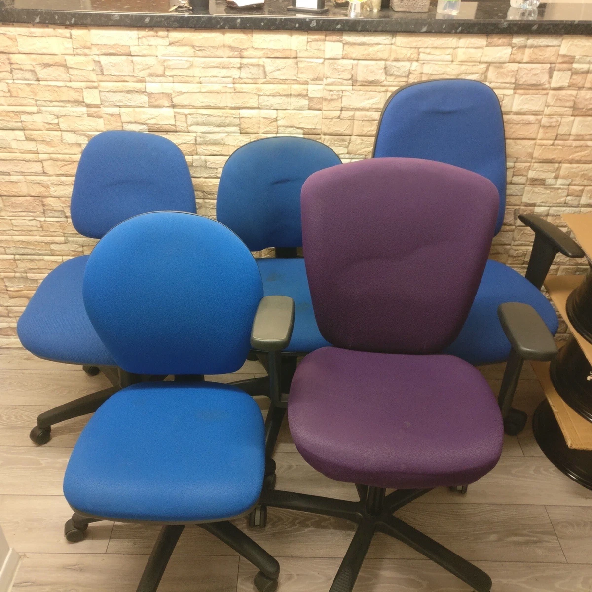 5x Office Chairs Multi Colour Ok Condition eBay