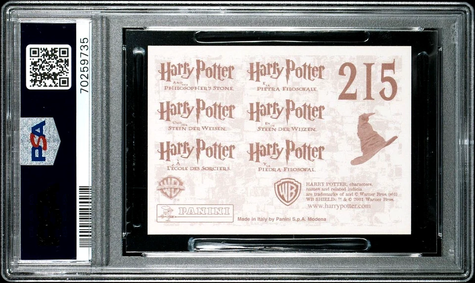 2001 Panini Harry Potter #215 PSA 10 GEM MINT (Low Population: 76) - Image 2 of 2