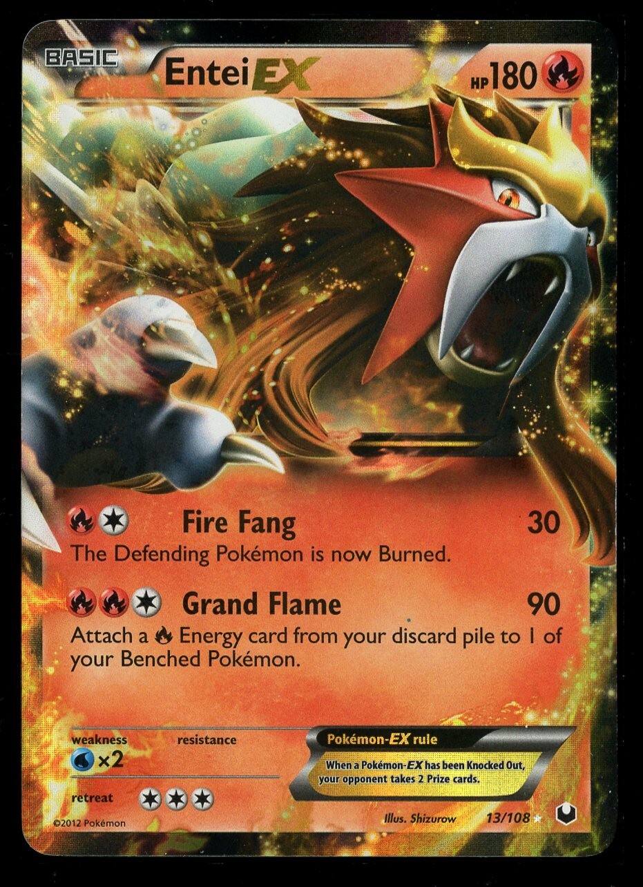 Pokemon Entei EX 13/108 Black & White Dark Explorers Ultra Rare LP