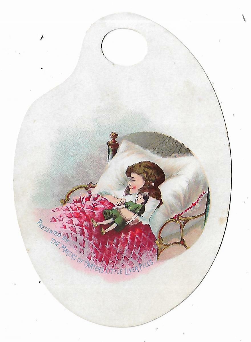 Old DIE CUT Trade Card Carter's Little Nerve Pills Carter Medicine Co