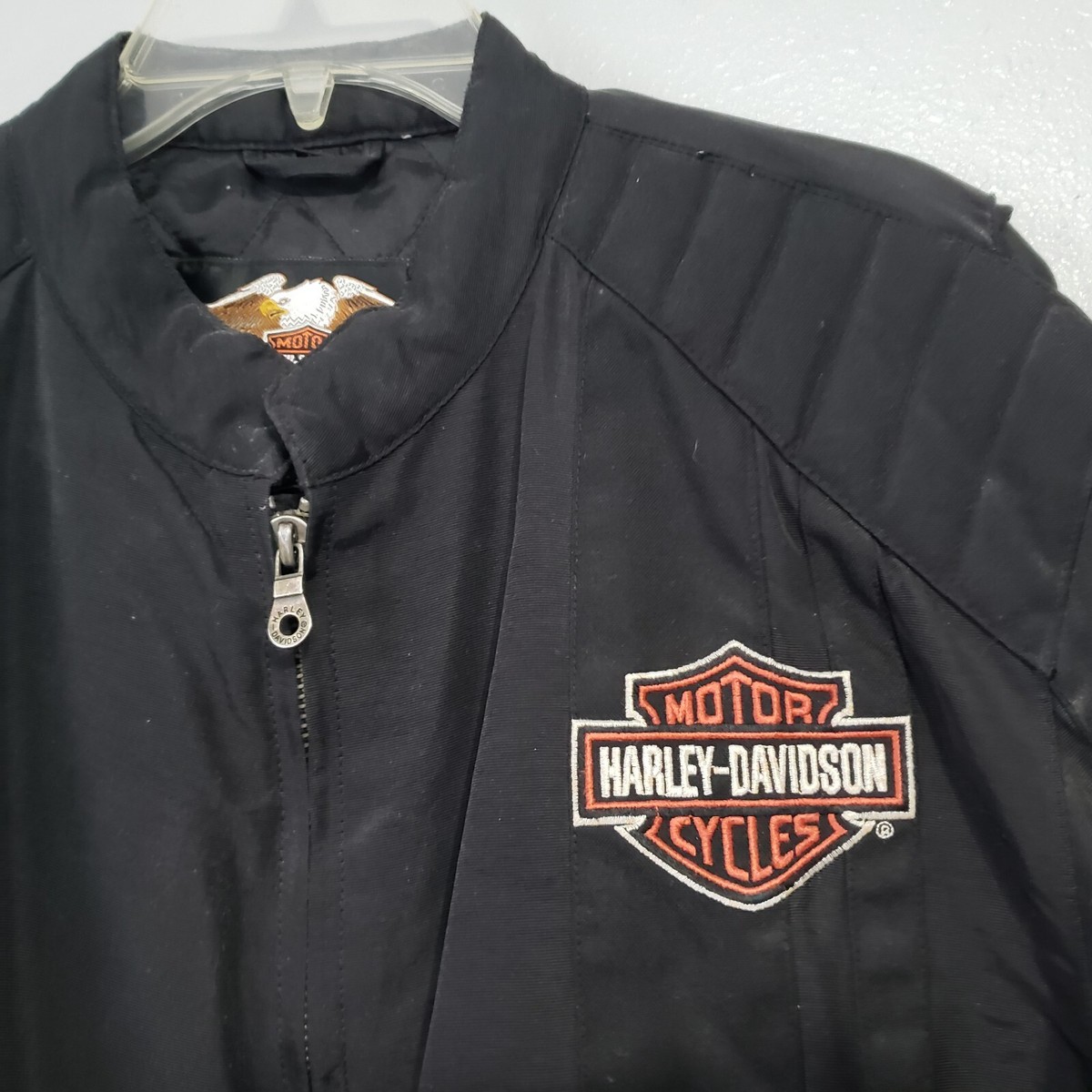 ★HARLEY DAVIDSON ライダースジャケット S ブラック バッグロゴ HARLEY DAVIDSON 立ち襟 バックロゴ 本革 ライダースジャケット