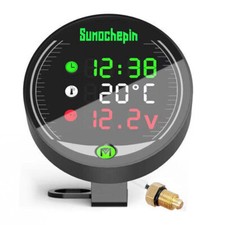 Motorcycle Water Temperature Hour Counter Meter Voltage Gauge W/Sensor Adapter