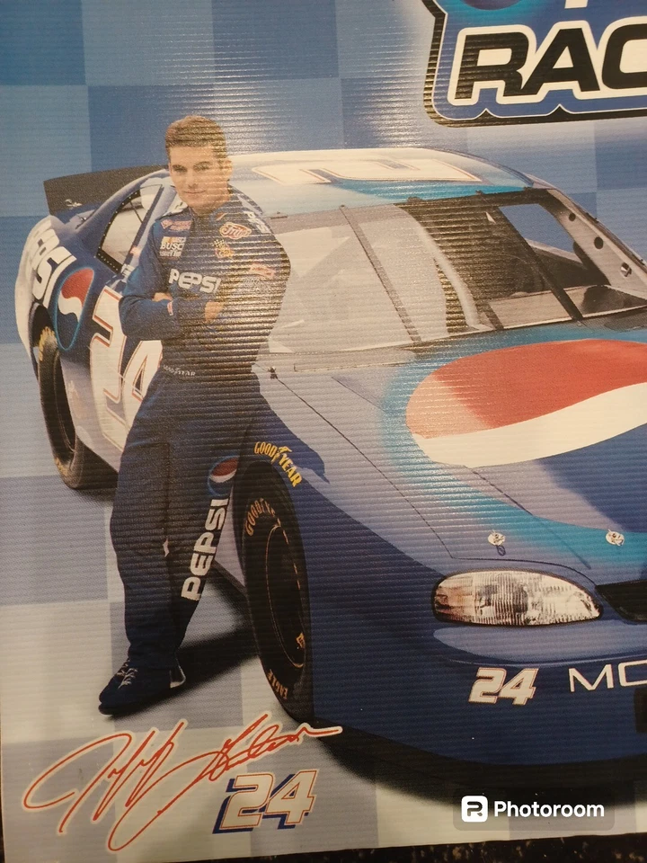 Letrero publicitario grande de carreras Pepsi de Nascar Jeff Gordan #24 1999 28" x 28" Foto 2 de 4