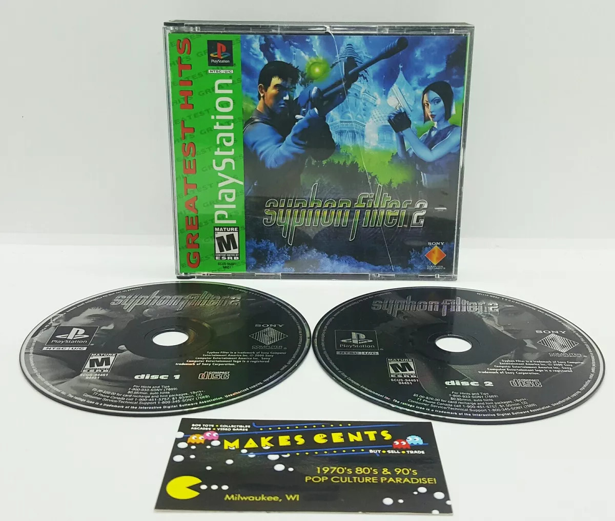 Syphon Filter 2 PlayStation PS1 Complete 2 Discs and Manual