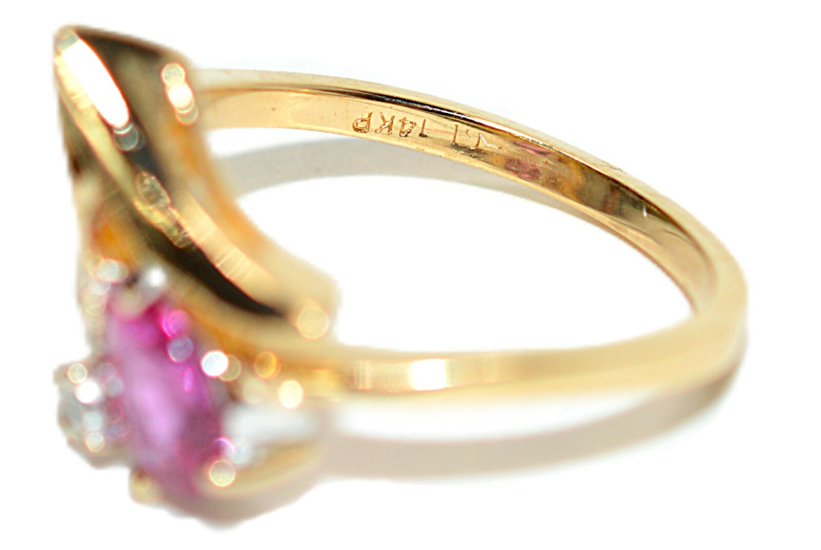 Natural Ruby & Diamond Ring 14K Solid Gold .69tcw… - image 6