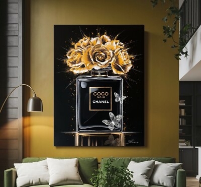 LEINWAND BILDER BIS 160x120x5 COCO CHANEL PARFUM NATUR BLUMEN WANDBILD MODERNES