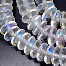 50 Czech Glass Rondelle Beads Matte - AB: Clear Crystal moonstone 6x2mm