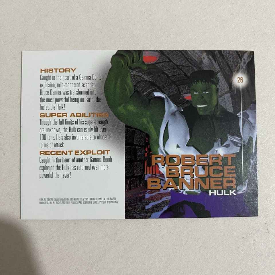 Marvel Motion Card No. 26 Incredible Hulk Fleer Skybox 1996 Lenticular 3D Moving - Image 3 of 3