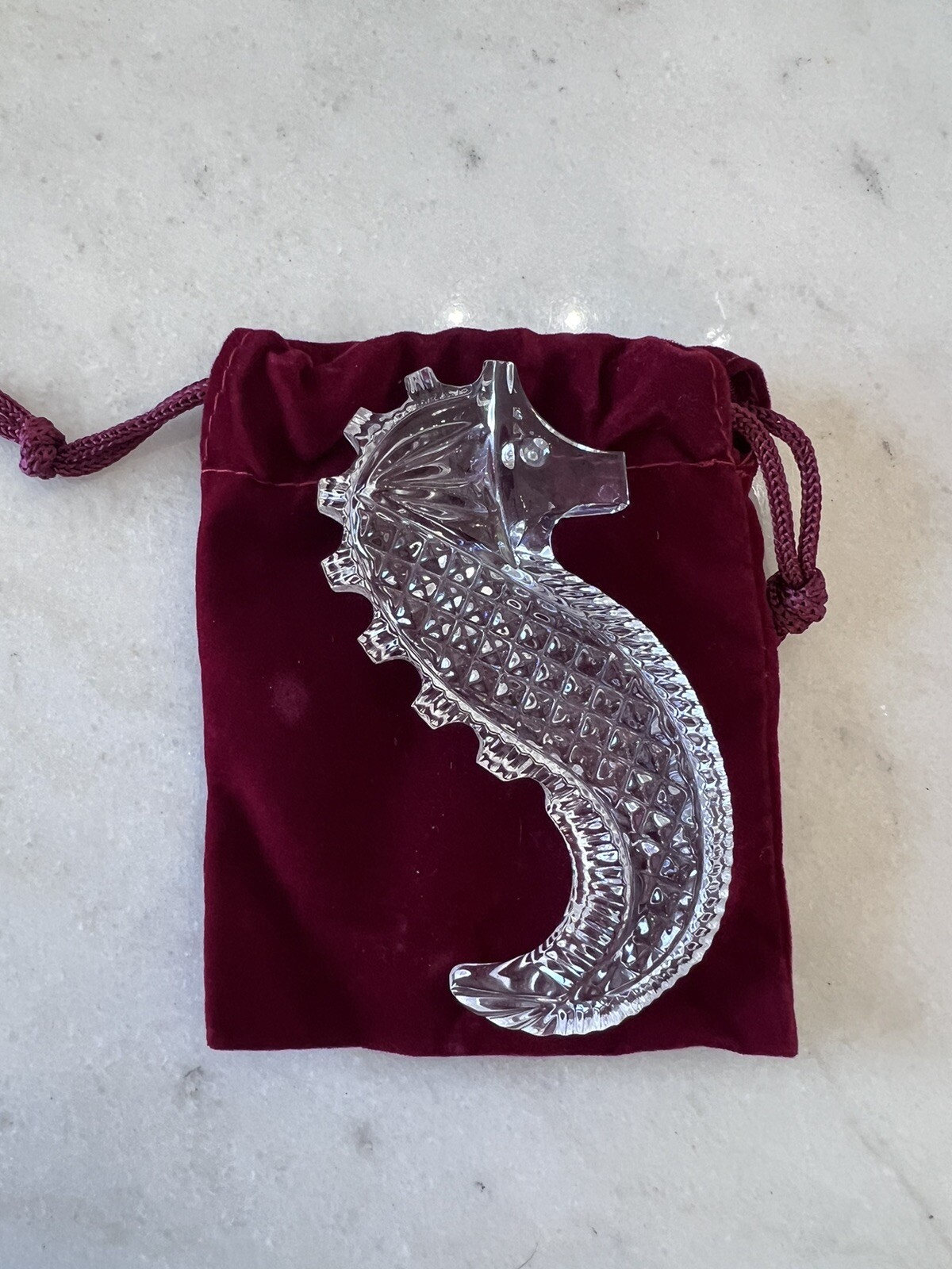 Waterford Crystal Seahorse Hand Cooler Paperweight Figurine 3.5 "