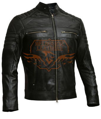 Blouson Motard Café Racer En Cuir D'agneau Véritable Marron Vieilli - Zayn Leather, Fait Main
