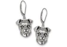 Pit Bull Earrings Jewelry Sterling Silver Handmade Pit Bull Earrings PAS4-E