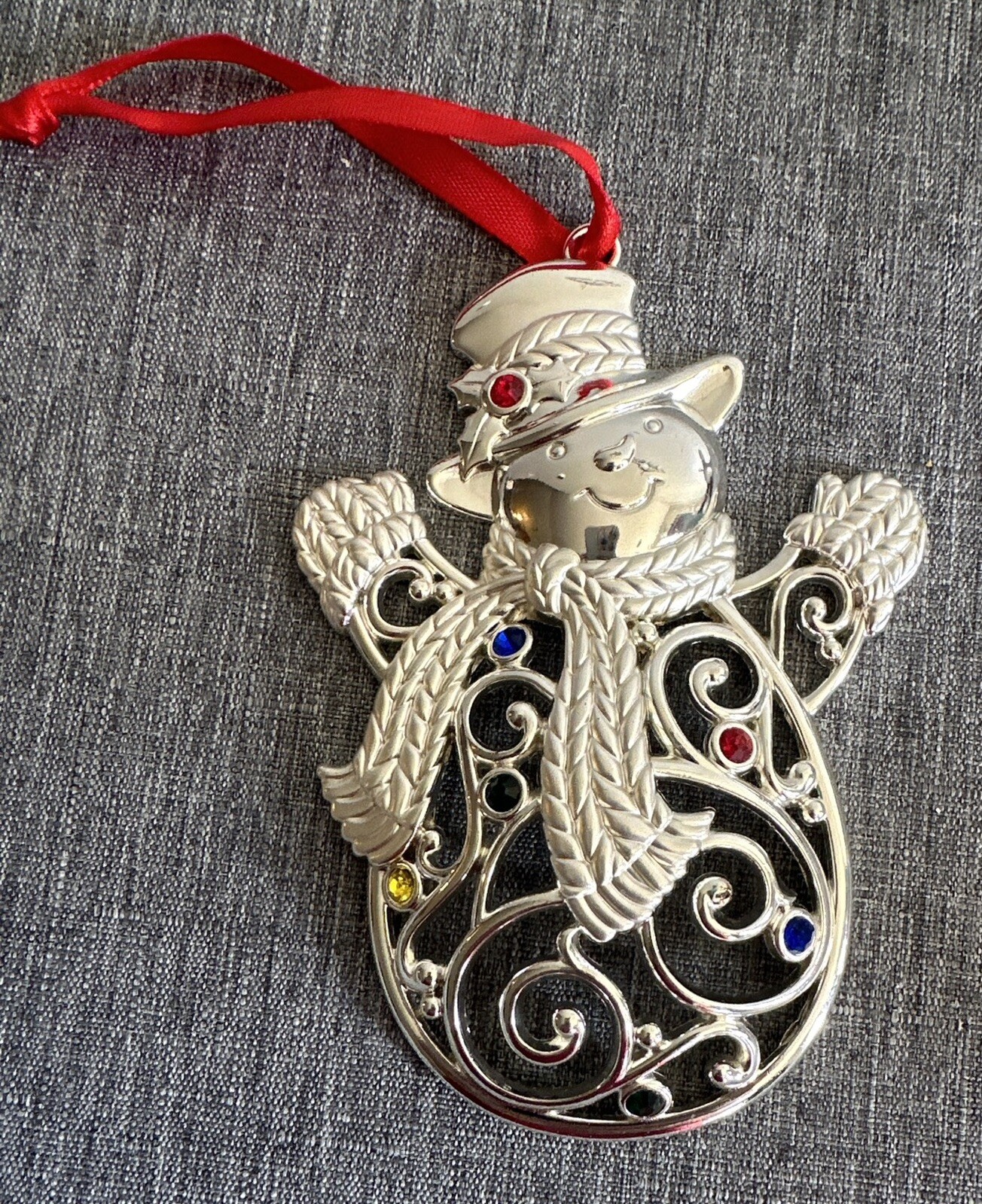 Lenox American by Design Sparkle Scroll Crystal Snowman Ornament HA