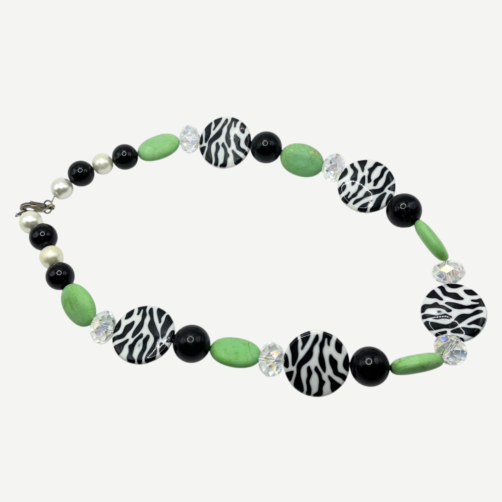 Chunky Beaded Statement Necklace Simulated Pearl … - image 5