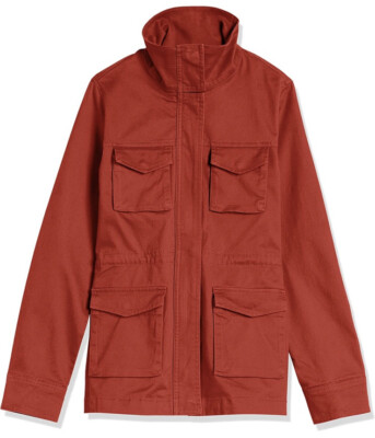 Women's Lightweight Jacket Drawstring Waist Zip Close Utility Style Sz S Rust