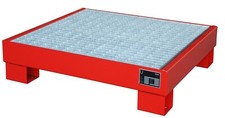 Ölauffangwanne Auffangwanne Ölwanne Gitterrost 4x60L Fässer Feuerrot 90x80x22 cm